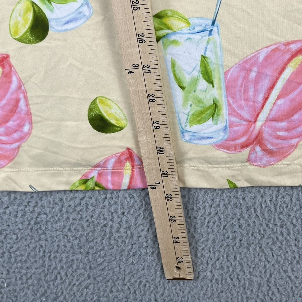 Bad Birdie Polo Shirt Mens XXL Yellow Pink Lime Drink Floral Allover Print S/S - Picture 12 of 12